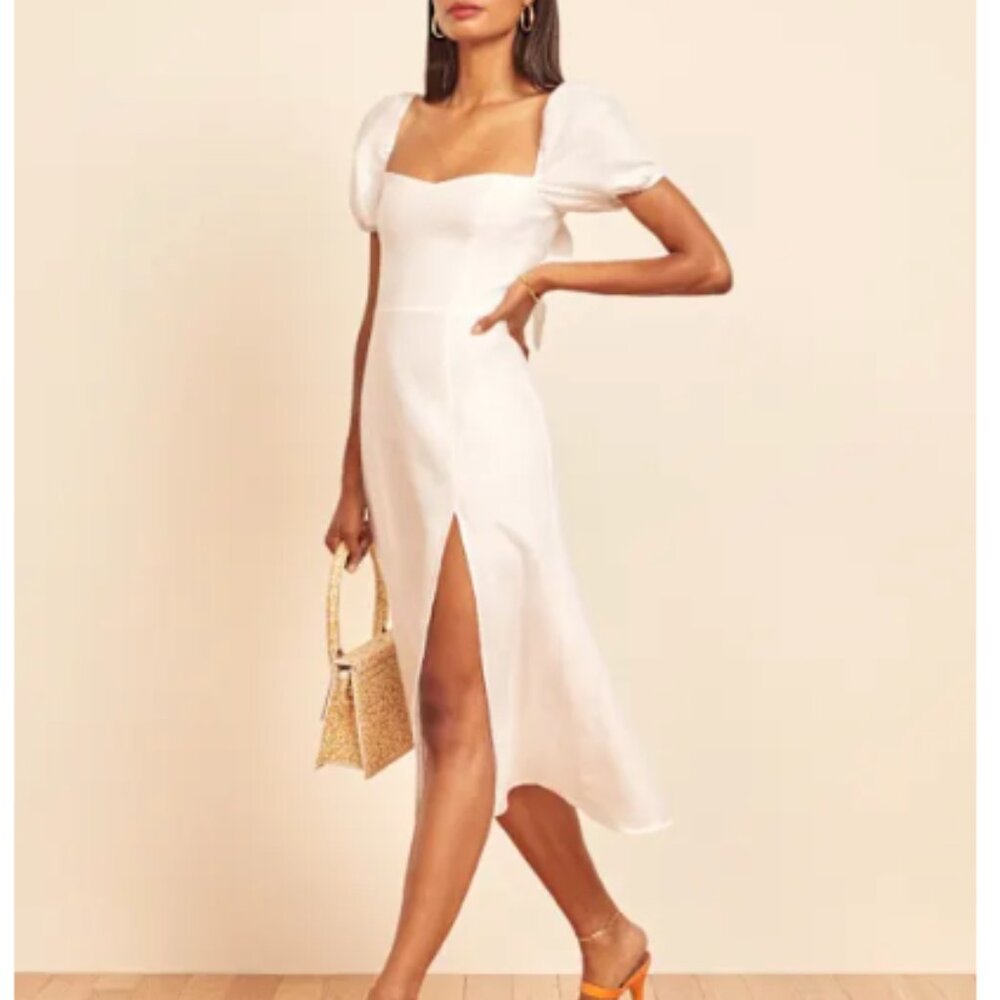 Reformation Denver Linen Dress White - Size 0